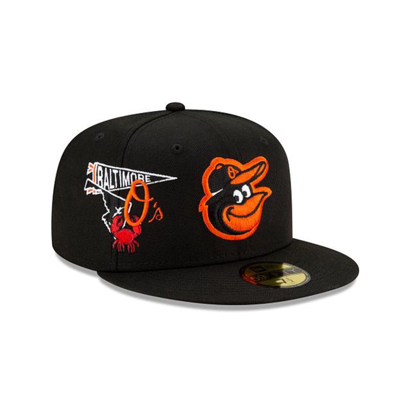 MLB Baltimore Orioles City Patch 59Fifty Fitted (OAK5980) - Black New Era Caps